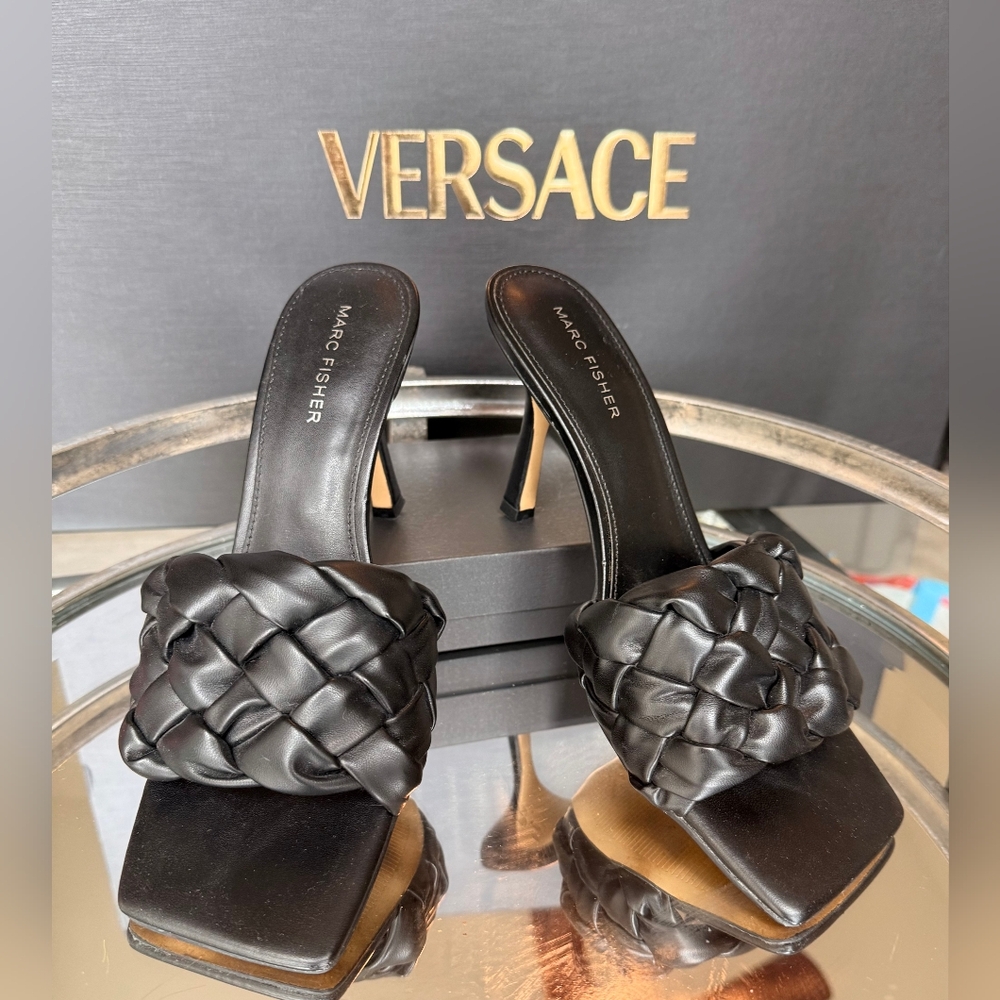 Marc Fisher Black Woven Heels